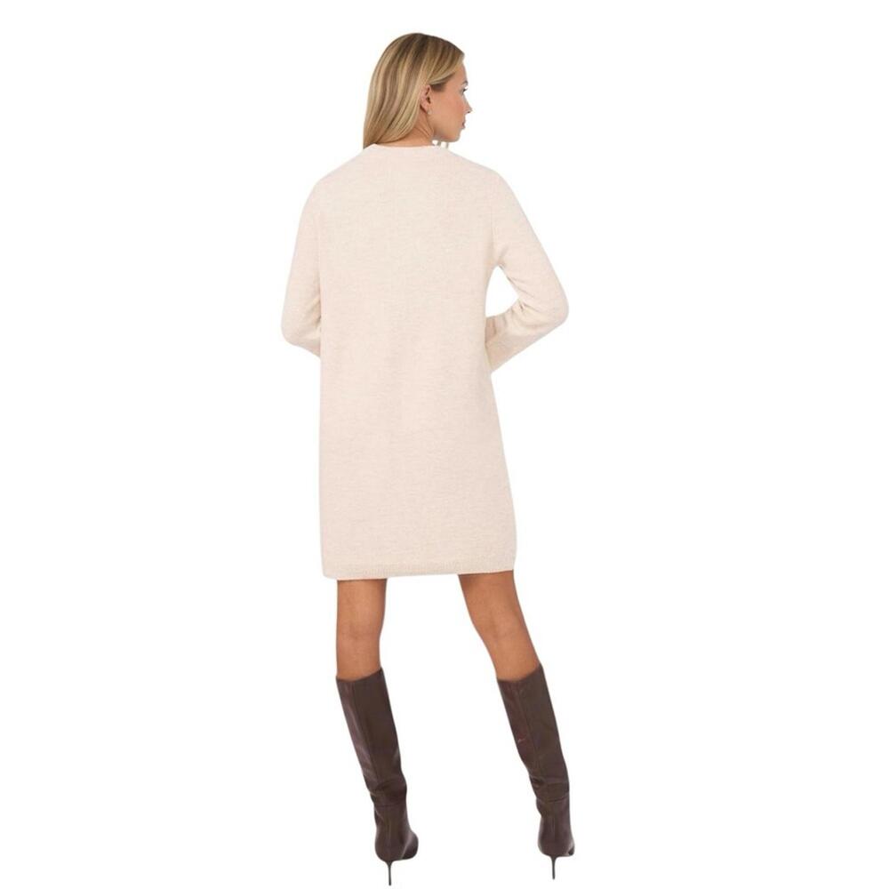 NWT Halogen Crewneck Cream Beige Long Sleeve Mini Sweater Dress Size XL - Picture 3 of 8